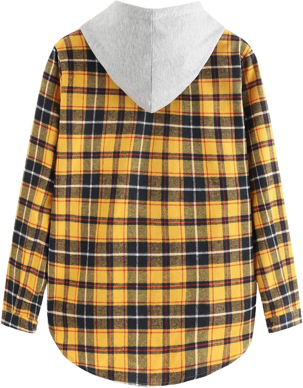 SweatyRocks Women's Long Sleeve Plaid Hoodie Jacket Button Down Blouse Tops