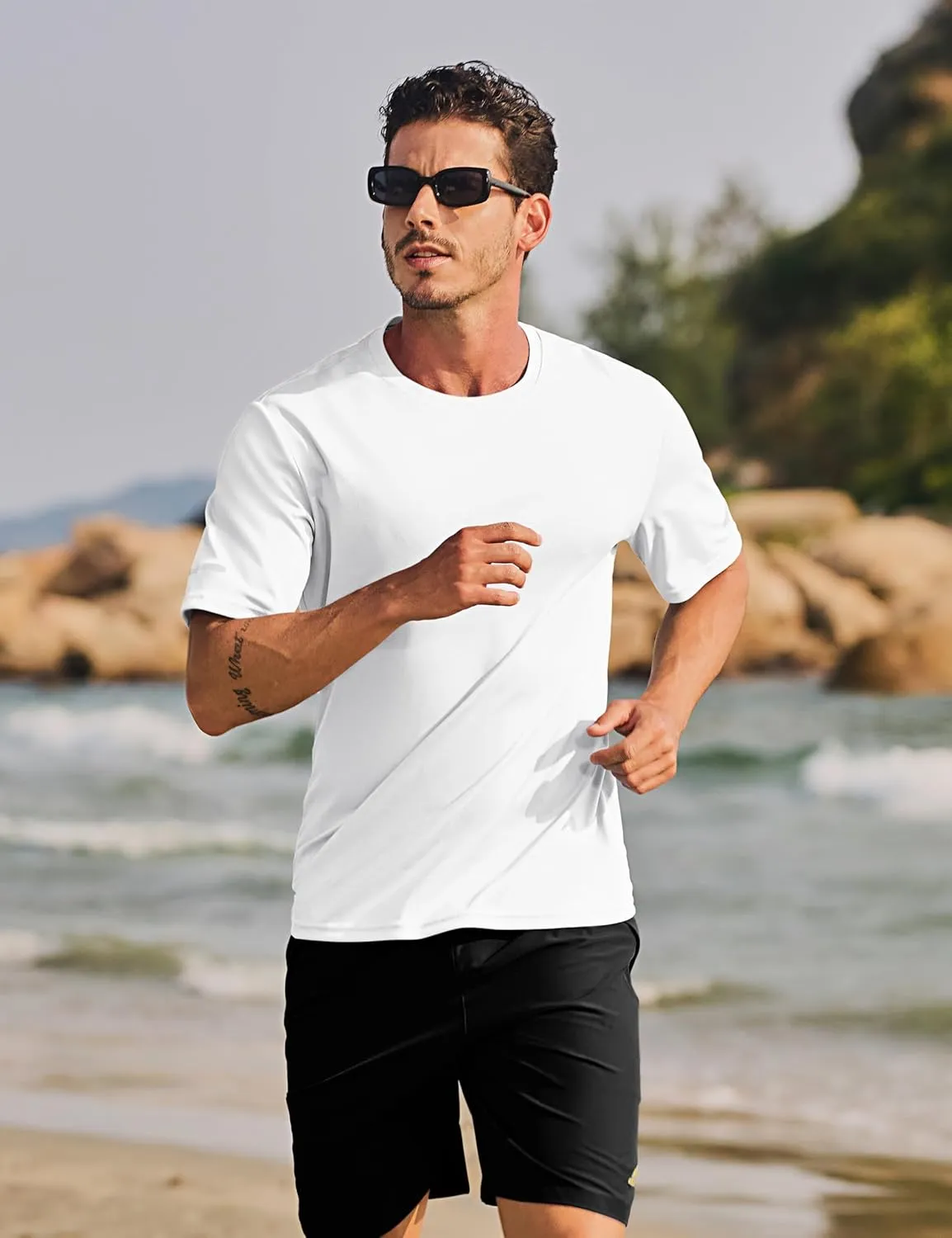 TACVASEN Men's Short Sleeve Swim Top UPF 50  Sun Protection T-Shirt Crew Neck Moisture Wicking Gym Shirts