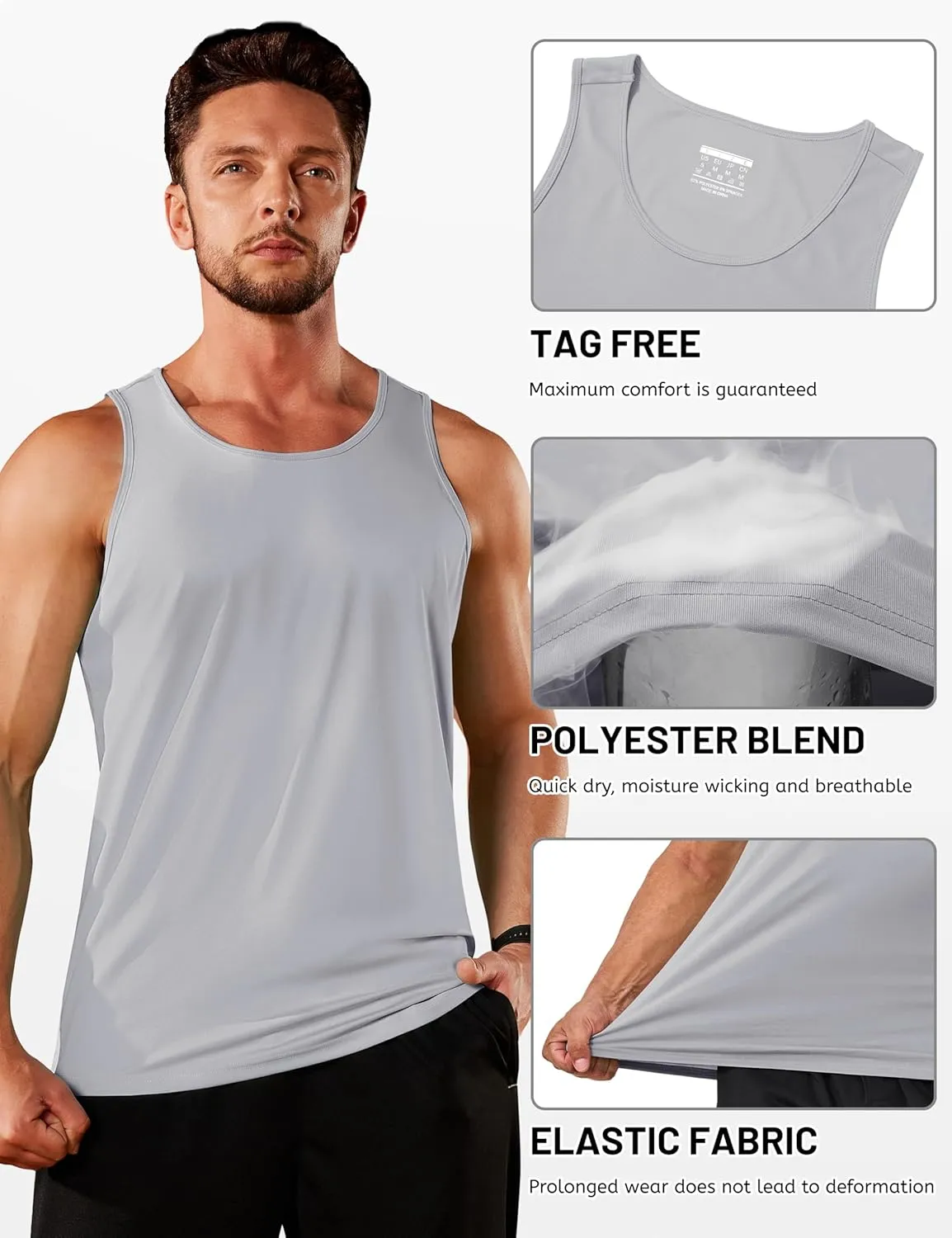 TACVASEN Men's Workout Tank Tops Sleeveless UPF 50  Summer Sun Shirts Quick Dry for Running Swim Gym Beach