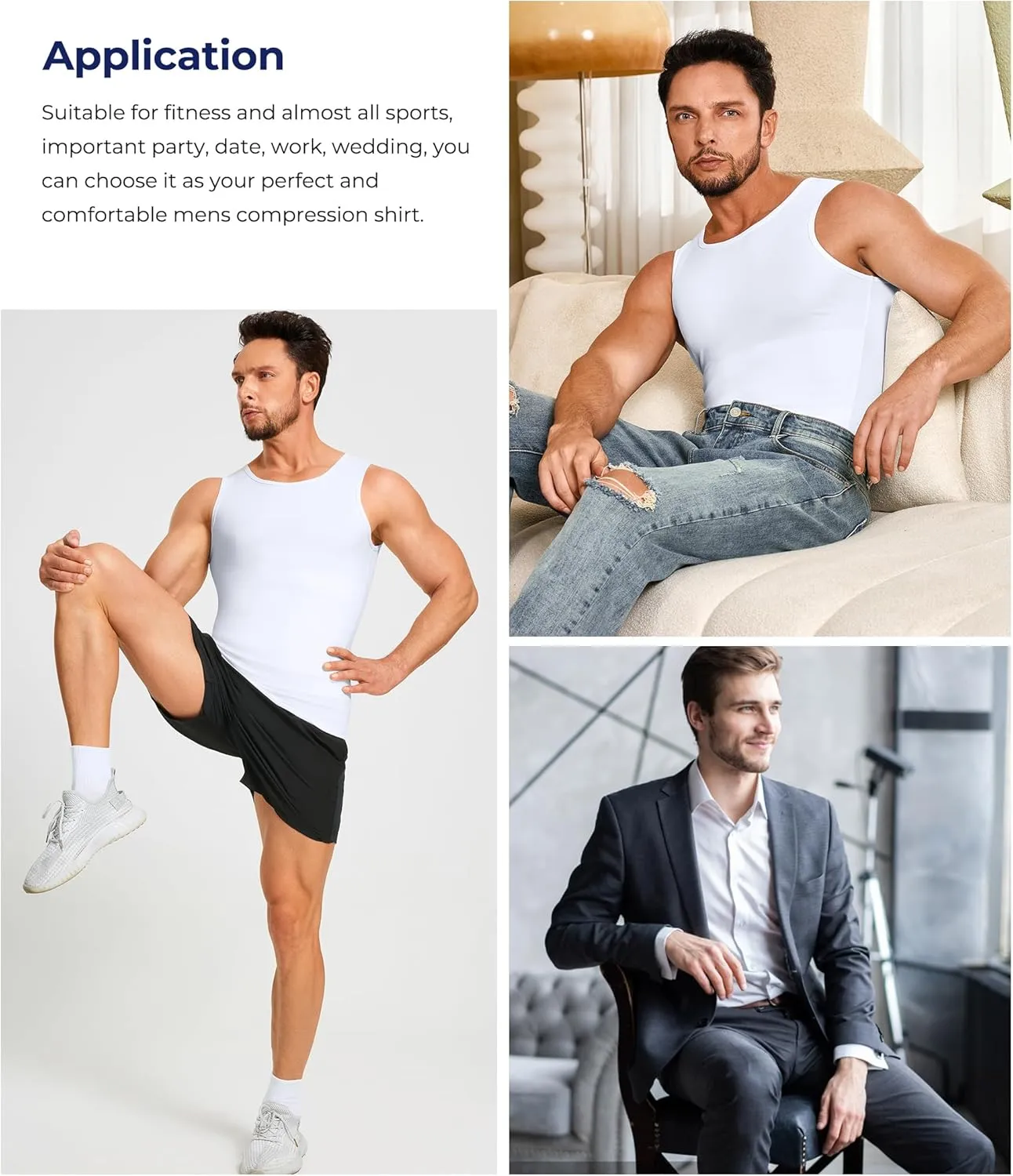 TAILONG Compression Shirts for Men Slimming Body Shaper Vest Tank Top Undershirt Tummy Control Shapewear
