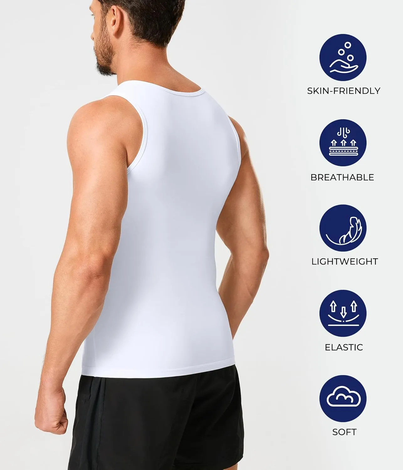 TAILONG Compression Shirts for Men Slimming Body Shaper Vest Tank Top Undershirt Tummy Control Shapewear