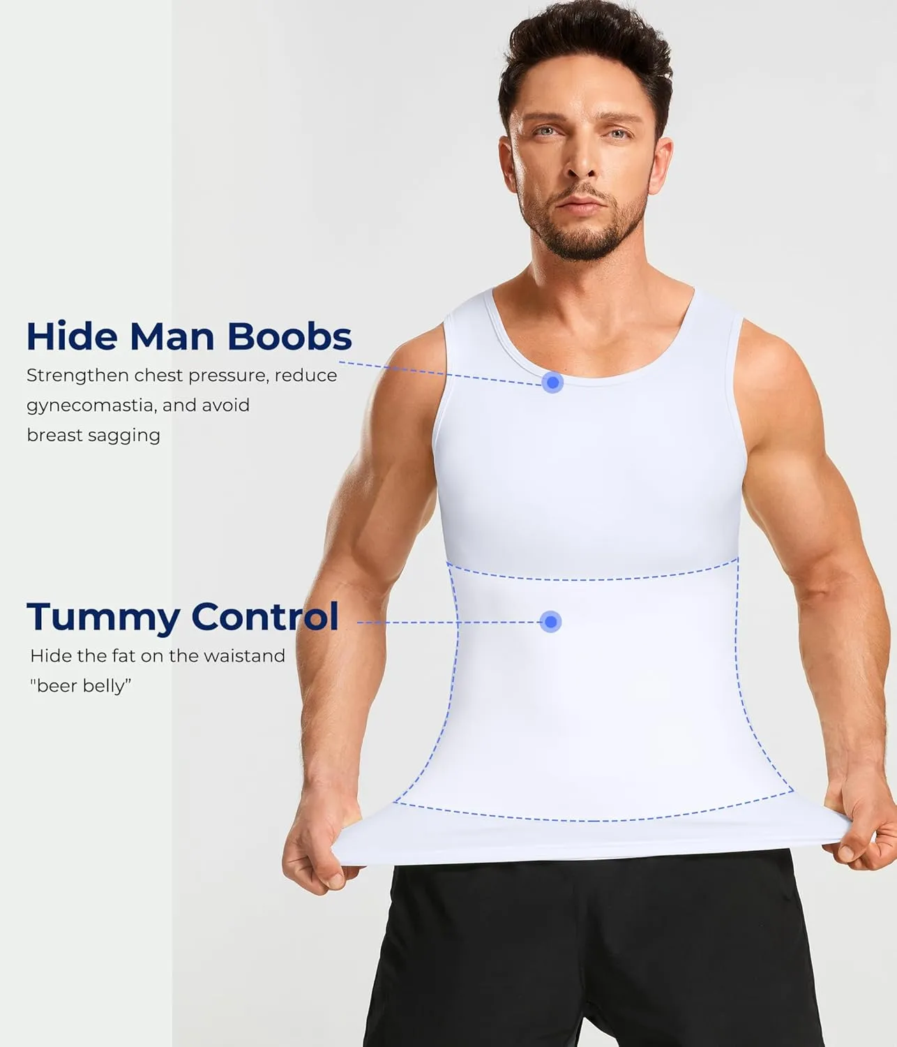 TAILONG Compression Shirts for Men Slimming Body Shaper Vest Tank Top Undershirt Tummy Control Shapewear