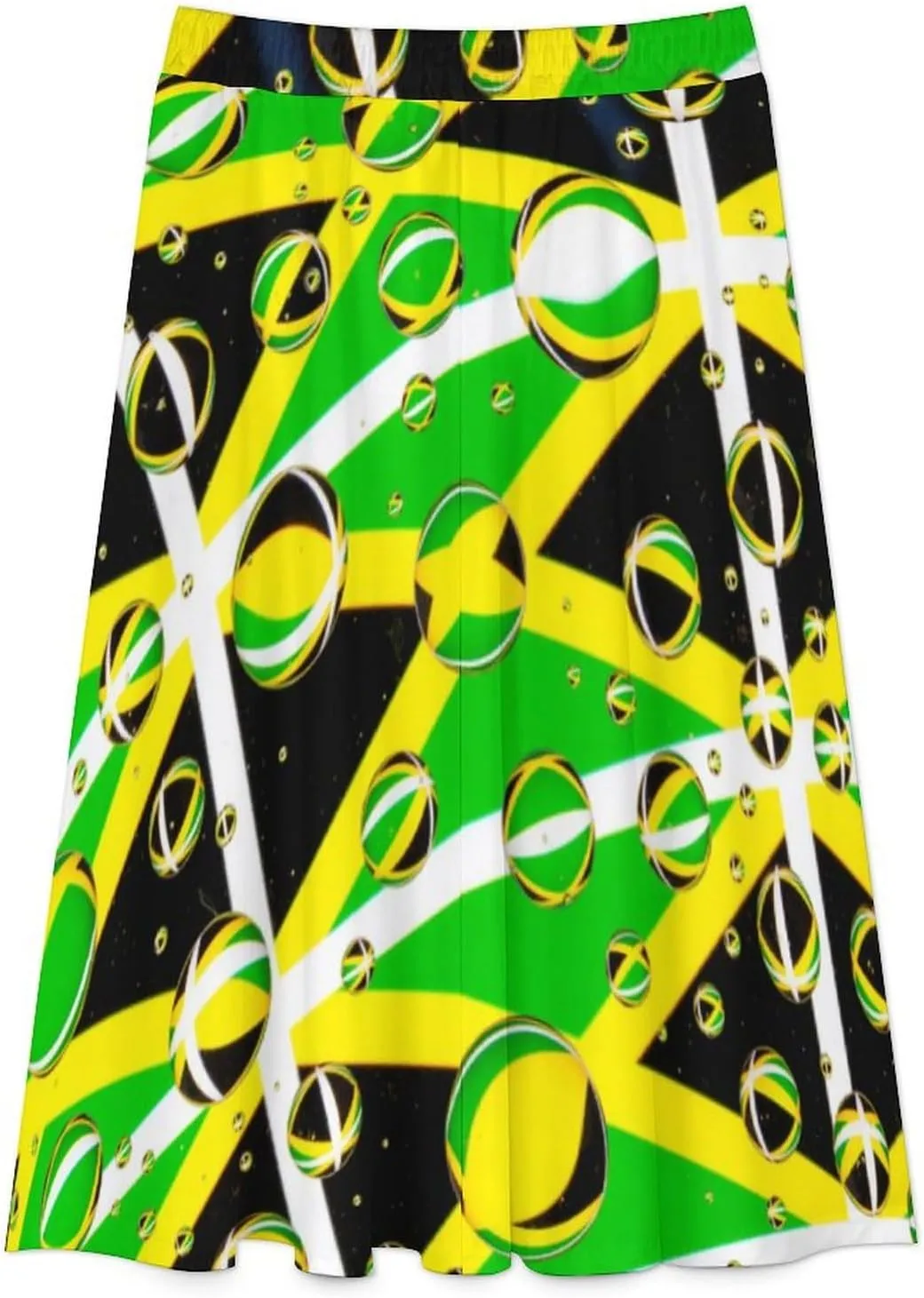 TAIZIYEAH Jamaica Flag Women's Summer High Waisted A Line Party Half Length Skirt