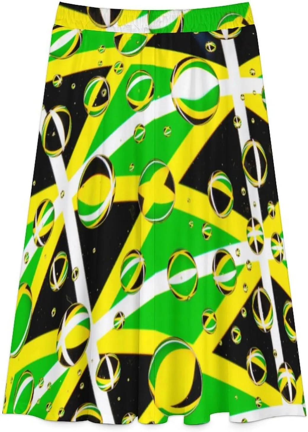 TAIZIYEAH Jamaica Flag Women's Summer High Waisted A Line Party Half Length Skirt