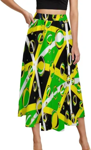 TAIZIYEAH Jamaica Flag Women's Summer High Waisted A Line Party Half Length Skirt