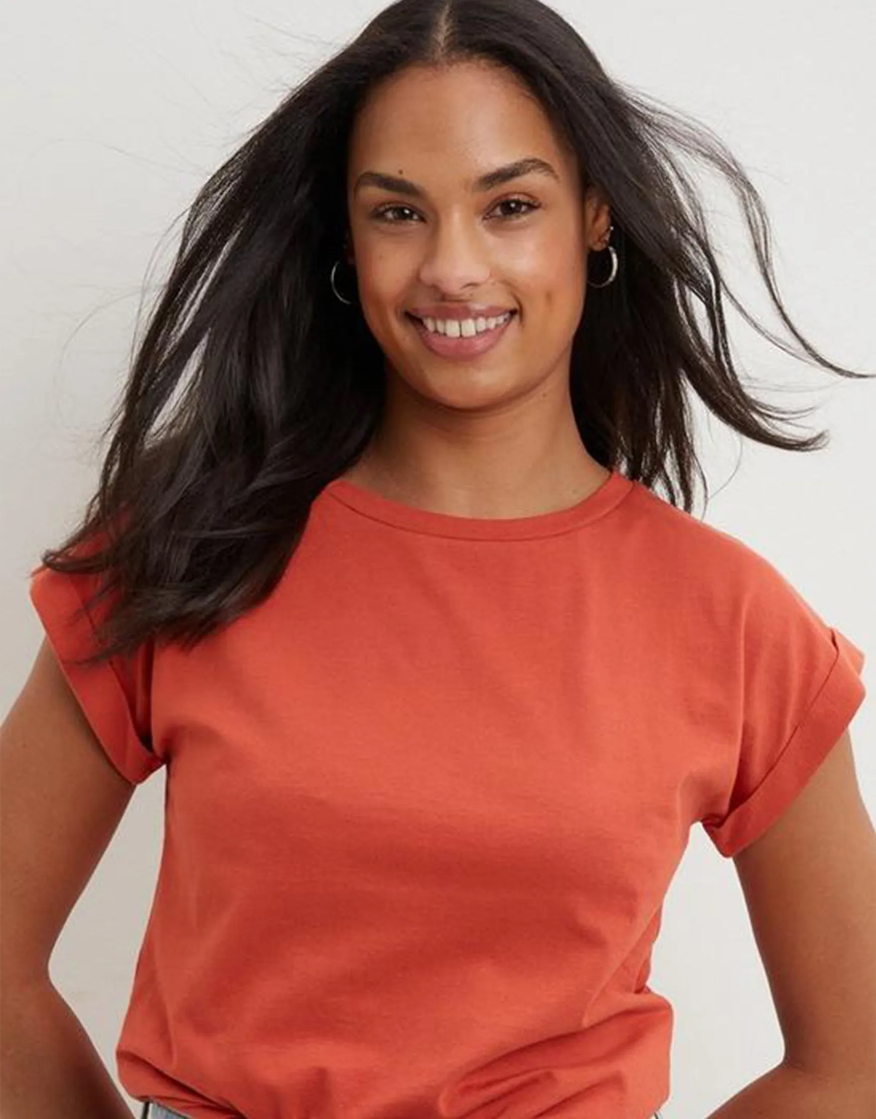 Tall Women's Crew Neck Sleeveless Shirt-Rust