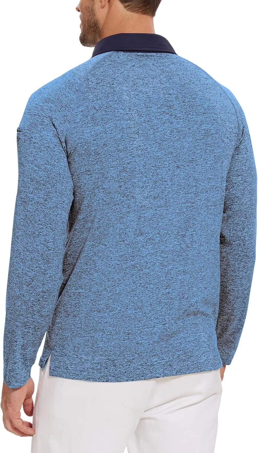 Tanst Sky Mens Polo Shirts 3 Button Quick Dry Performance Long Sleeve Collared Golf Shirt