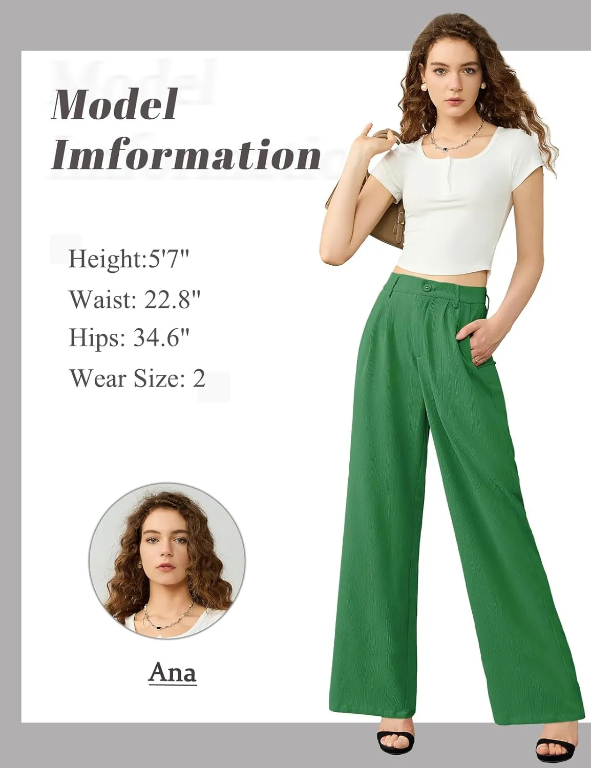 Tapata Women Wide Leg Pants High Waisted Dress Trousers Casual Elastic Pockets Business Work Slacks