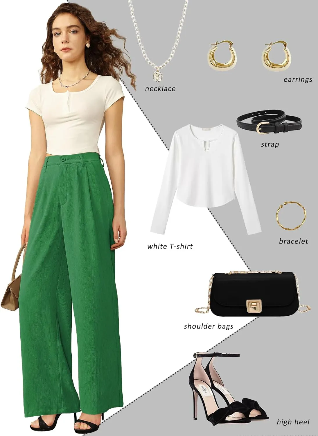 Tapata Women Wide Leg Pants High Waisted Dress Trousers Casual Elastic Pockets Business Work Slacks