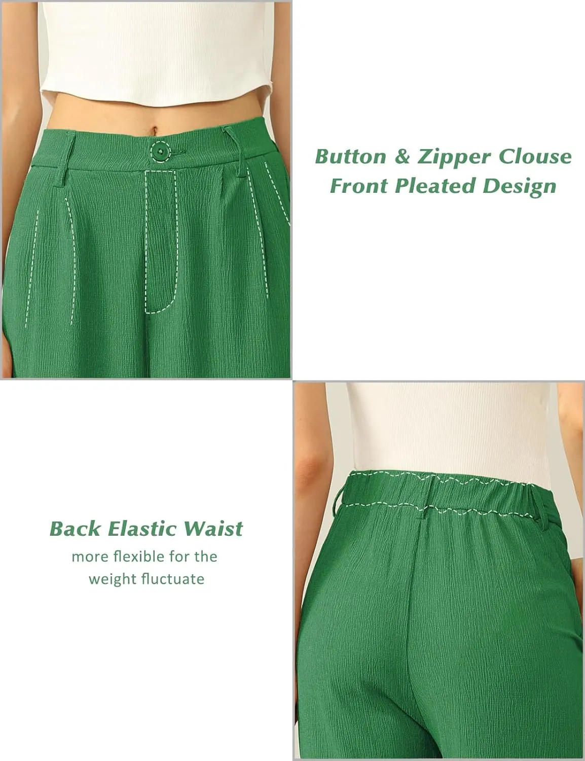 Tapata Women Wide Leg Pants High Waisted Dress Trousers Casual Elastic Pockets Business Work Slacks