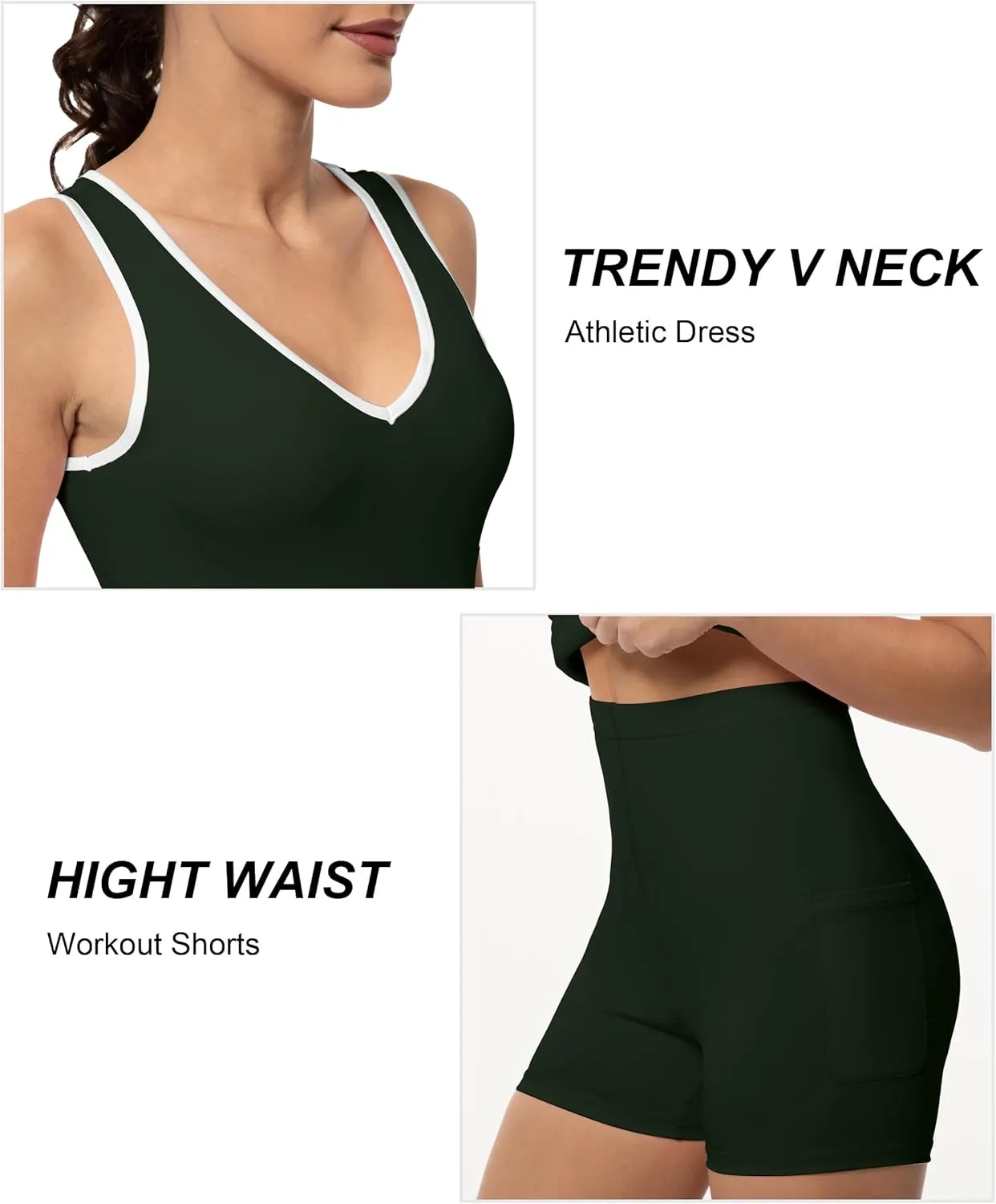 Tennis Dress with Shorts Womens V Neck Athletic Workout Golf Dress Casual Sleeveless Colorblock Dress