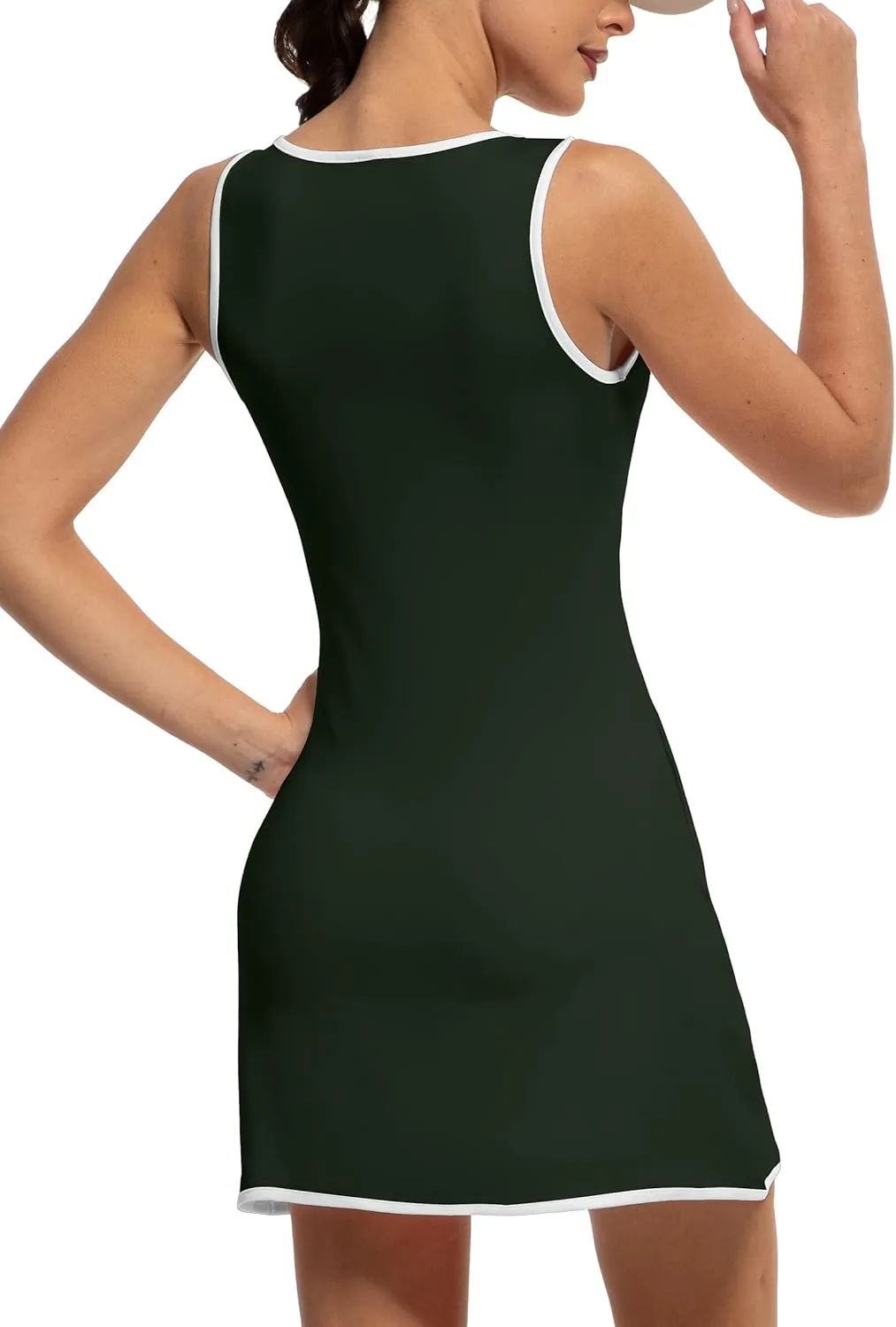 Tennis Dress with Shorts Womens V Neck Athletic Workout Golf Dress Casual Sleeveless Colorblock Dress