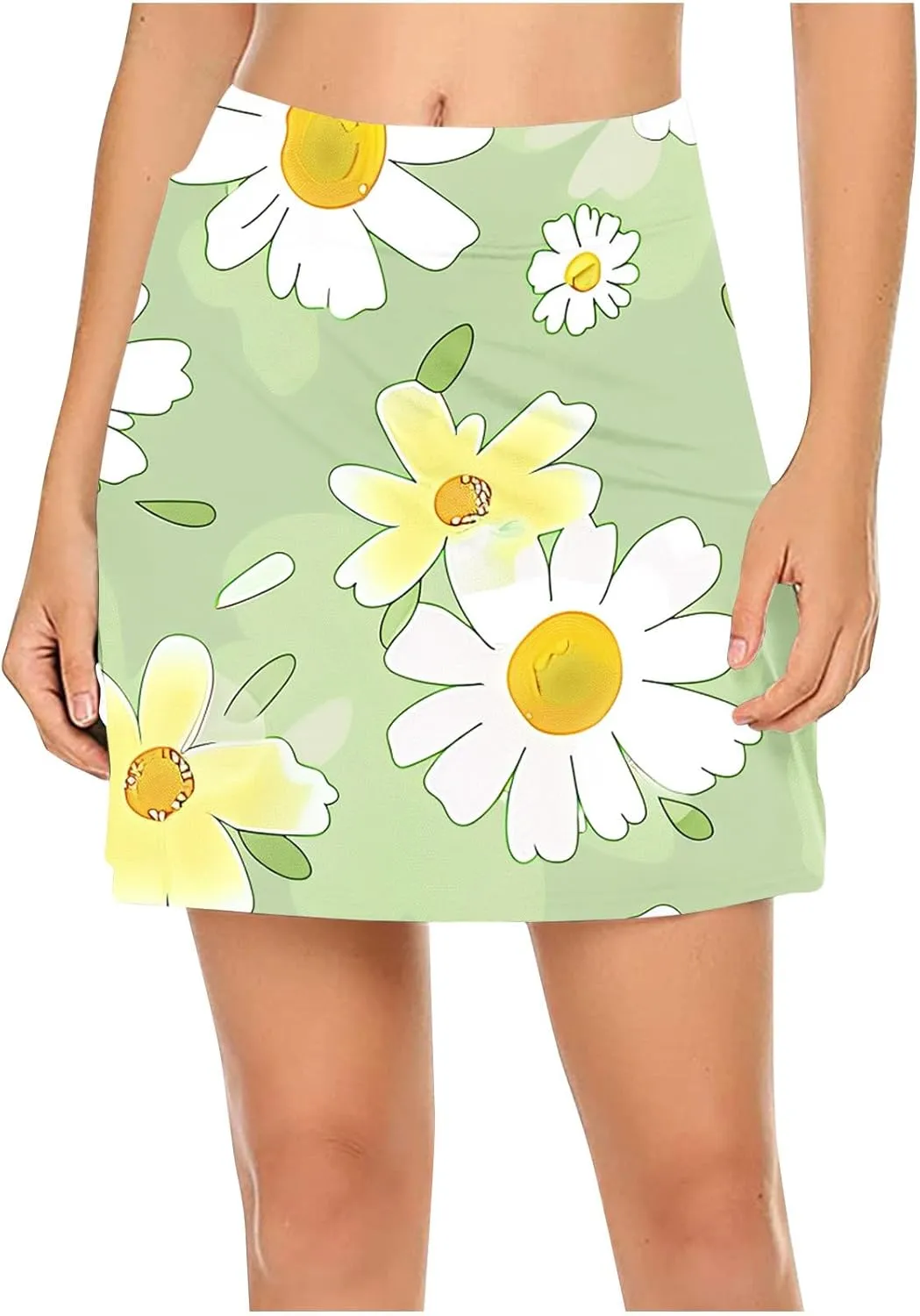 Tennis Skirts Women Floral Graphic Skirt High Waisted Stretchy Summer Beach Skirts Boho Trendy Skirt for Vacation