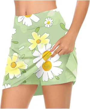 Tennis Skirts Women Floral Graphic Skirt High Waisted Stretchy Summer Beach Skirts Boho Trendy Skirt for Vacation