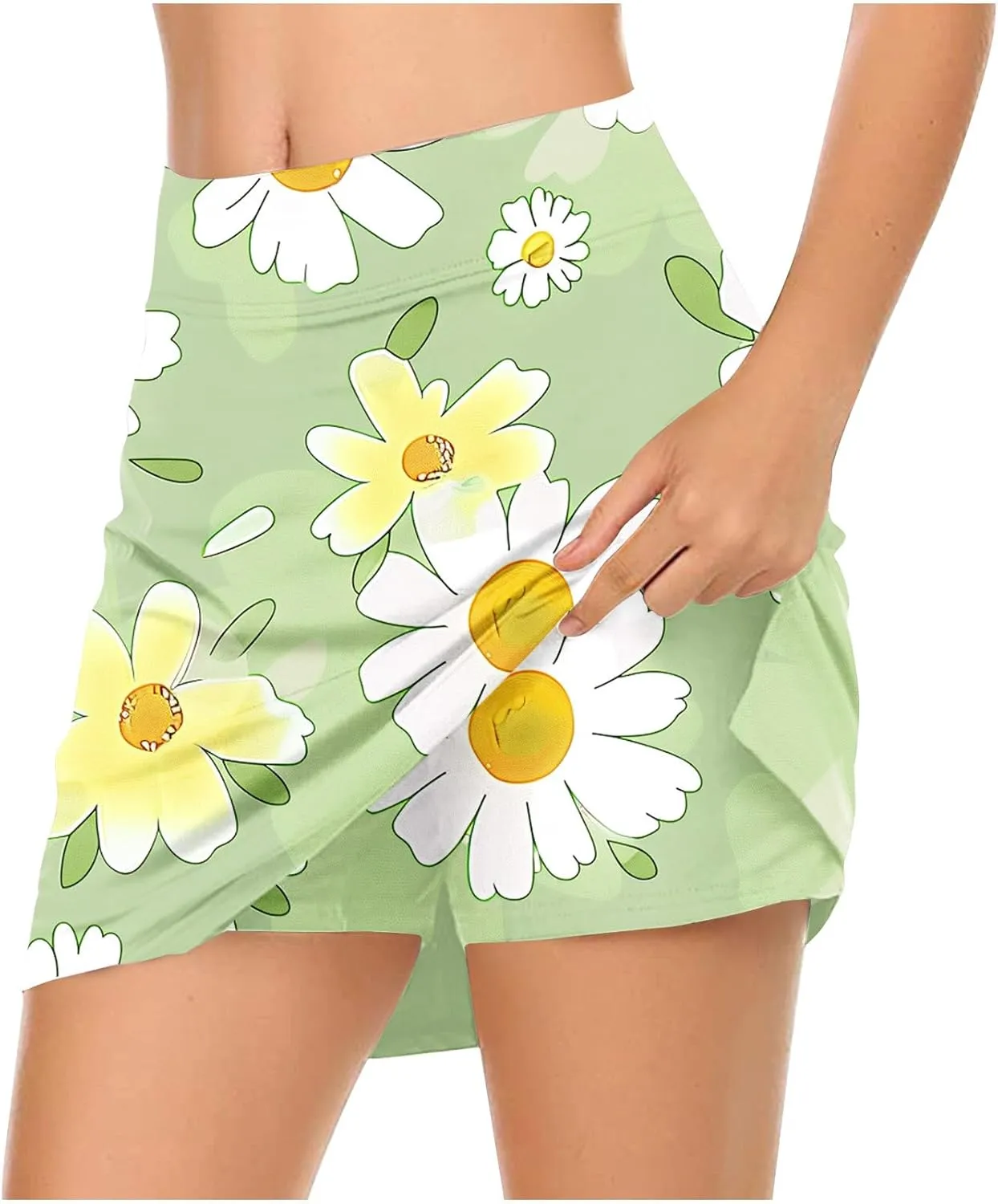 Tennis Skirts Women Floral Graphic Skirt High Waisted Stretchy Summer Beach Skirts Boho Trendy Skirt for Vacation