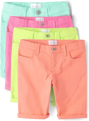 The Children's Place Girls' Roll Cuff Twill Skimmer Shorts