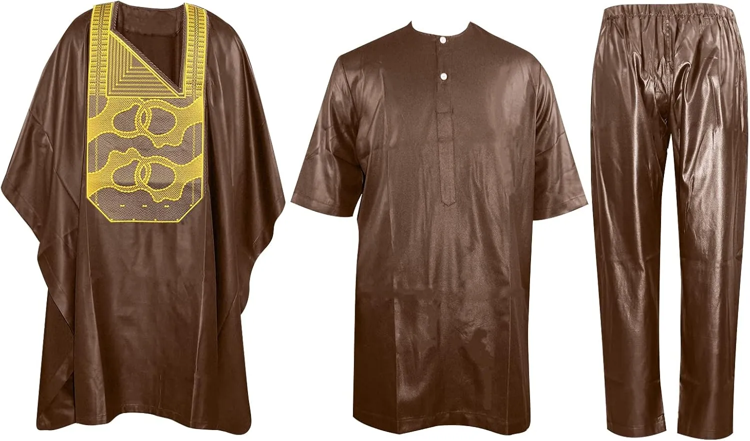 TIDOIRSA Dashiki for Men,Embroidery African Mens Clothing Dashiki Shirts and Pants Outfits 3 Pieces Set