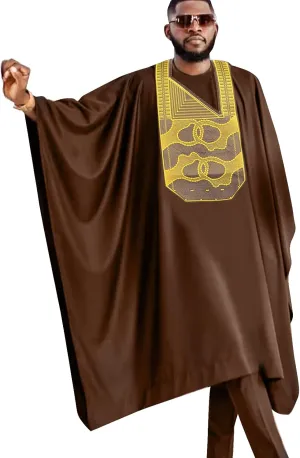 TIDOIRSA Dashiki for Men,Embroidery African Mens Clothing Dashiki Shirts and Pants Outfits 3 Pieces Set