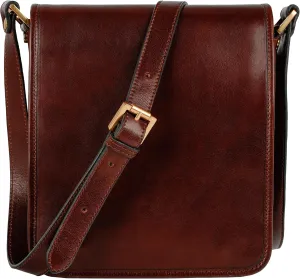 Time Resistance Italian Leather Messenger Bag for Men - Full Grain Leather Men's Crossbody Bag - Tablet Sized Shoulder Bag
