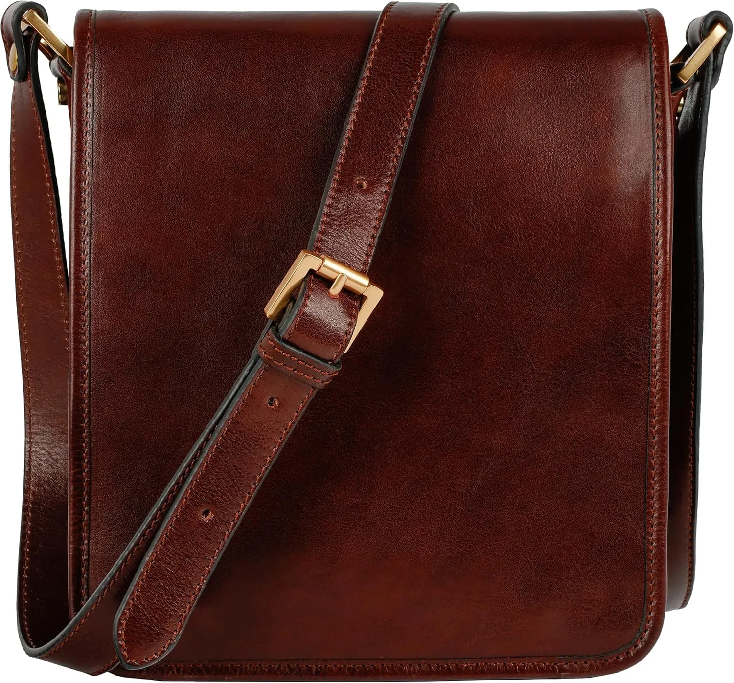 Time Resistance Italian Leather Messenger Bag for Men - Full Grain Leather Men's Crossbody Bag - Tablet Sized Shoulder Bag