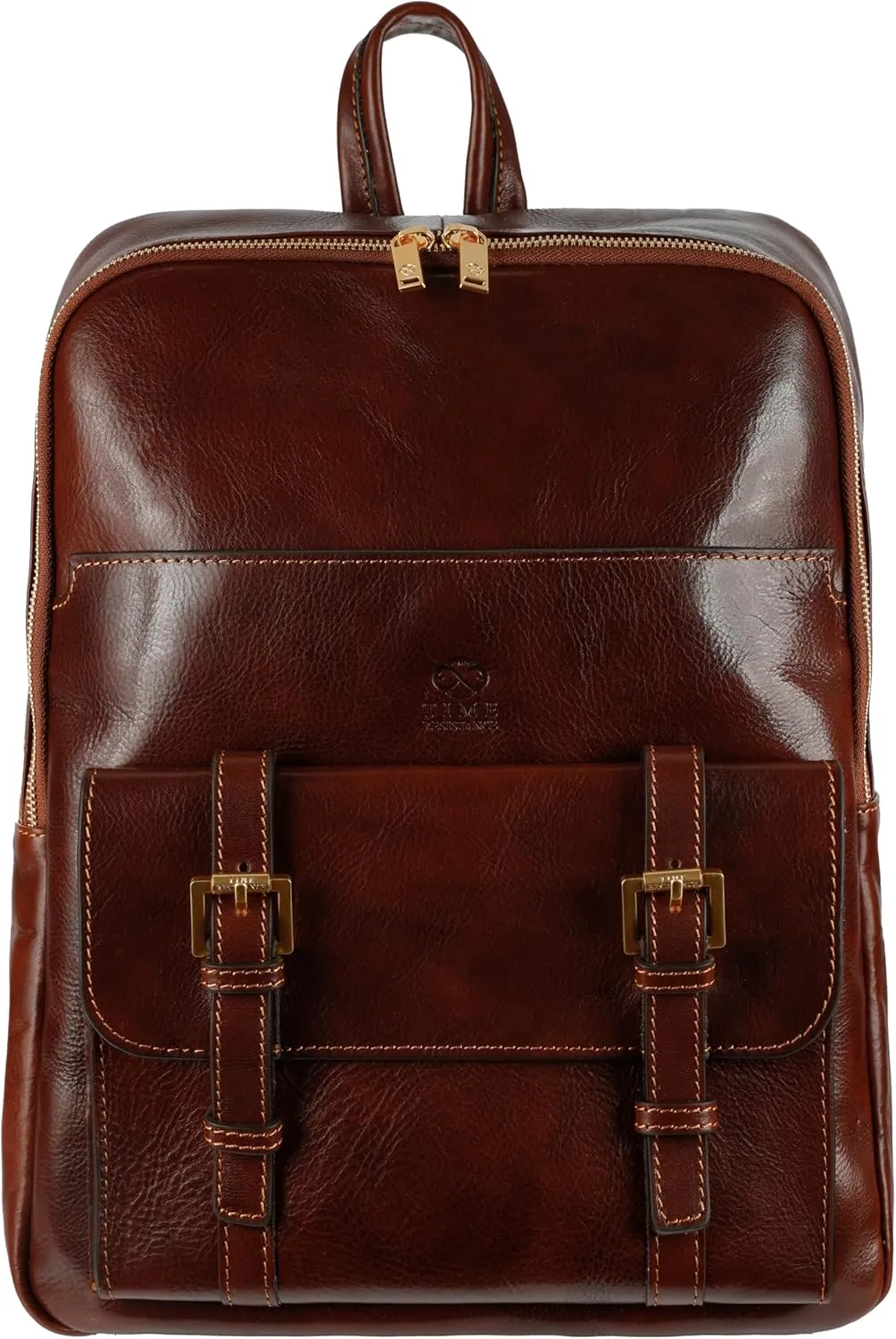 Time Resistance Leather Backpack for Men and Women - Laptop Bag up to 15 - Brown Business Rucksack