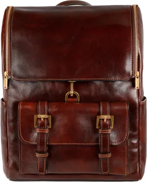 Time Resistance Leather Backpack - Laptop Travel Bag Rucksack up to 15 - Bag for Men and Women (Brown)