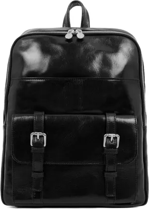 Time Resistance Leather Backpack Vintage Rucksack Purse for Laptop up to 15 in Black