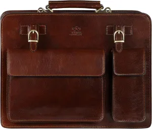 Time Resistance Leather Briefcase - Classy Bag for Men - Business and Vintage Briefcase Made in Italy