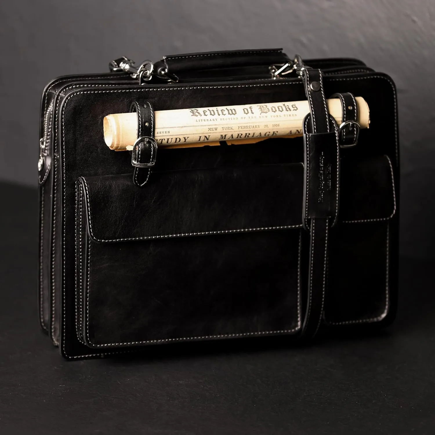 Time Resistance Leather Briefcase - Classy Bag for Men - Business and Vintage Briefcase Made in Italy