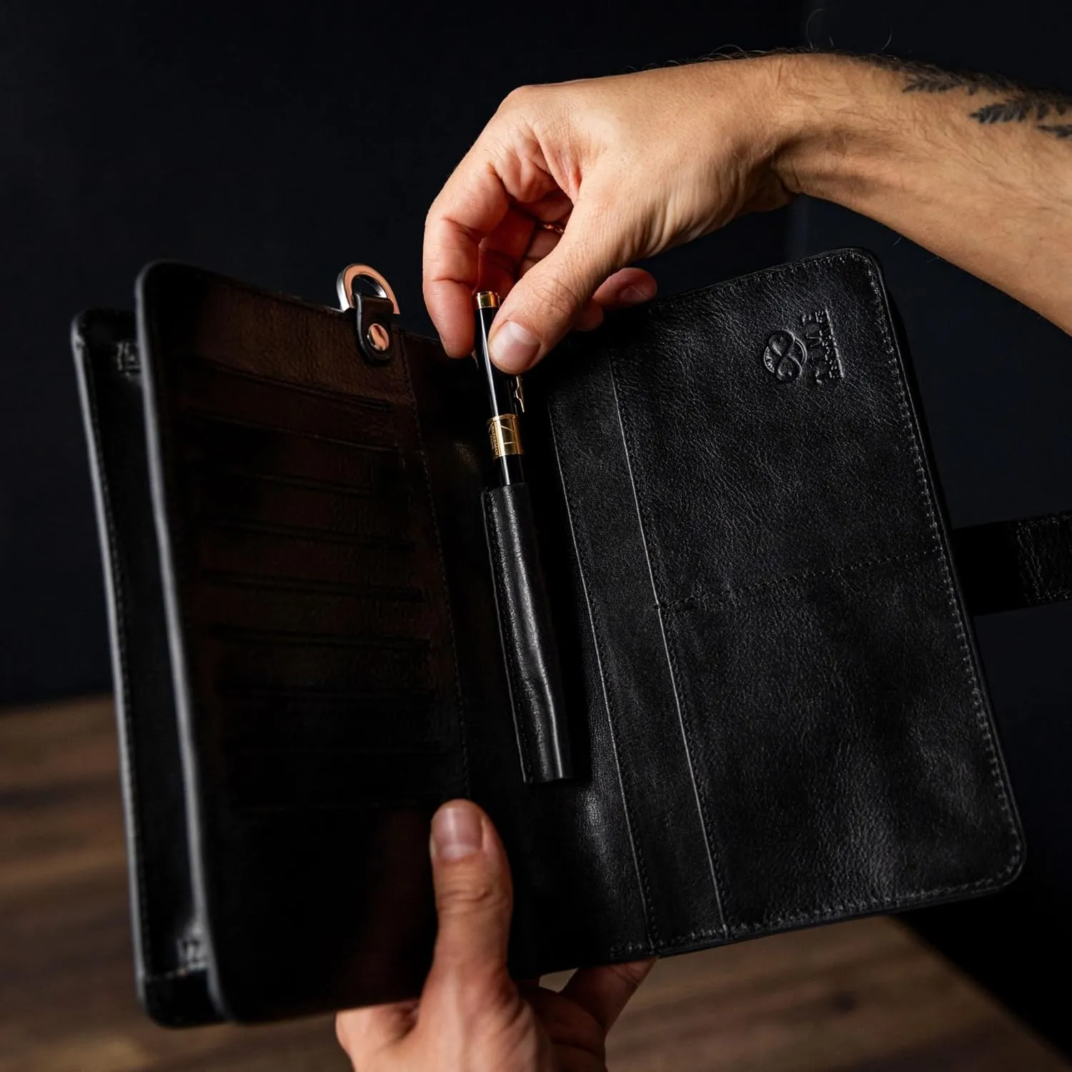 Time Resistance Leather Clutch - Men's Organizer Wrist Bag - Briefcase Handmade in Italy