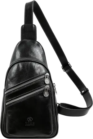 Time Resistance Leather Crossbody Bag - Brown Sling Bag - Messenger Bag for Men and Women - Handmade Shoulder Bag Backpack