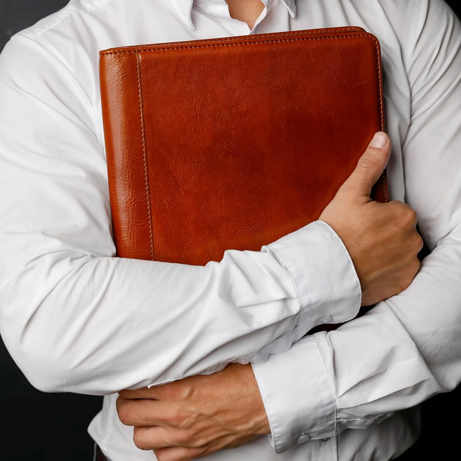 Time Resistance Leather Portfolio  Tablet size Leather Document Case  Small Briefcase Made in Italy