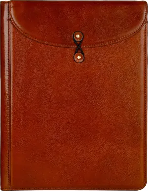 Time Resistance Leather Portolio - Full-Grain Leather Portfolio  Document Briefcase Made in Italy  Tablet size bag