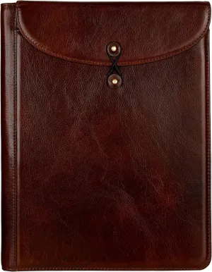 Time Resistance Leather Portolio - Full-Grain Leather Portfolio  Document Briefcase Made in Italy  Tablet size bag