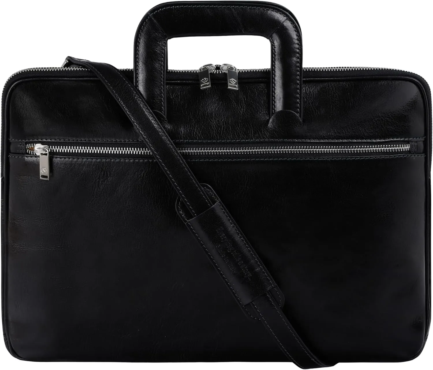 Time Resistance Slim Leather Briefcase - Italian Handmade Leather Computer Bag - Briefcase for Men and Women - Laptop Bag