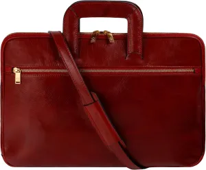 Time Resistance Slim Leather Briefcase - Italian Handmade Leather Computer Bag - Briefcase for Men and Women - Laptop Bag