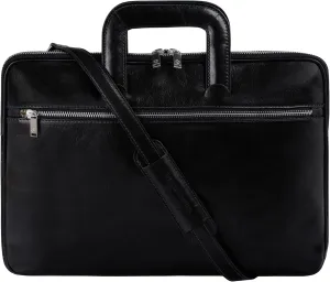 Time Resistance Slim Leather Briefcase - Italian Handmade Leather Computer Bag - Briefcase for Men and Women - Laptop Bag