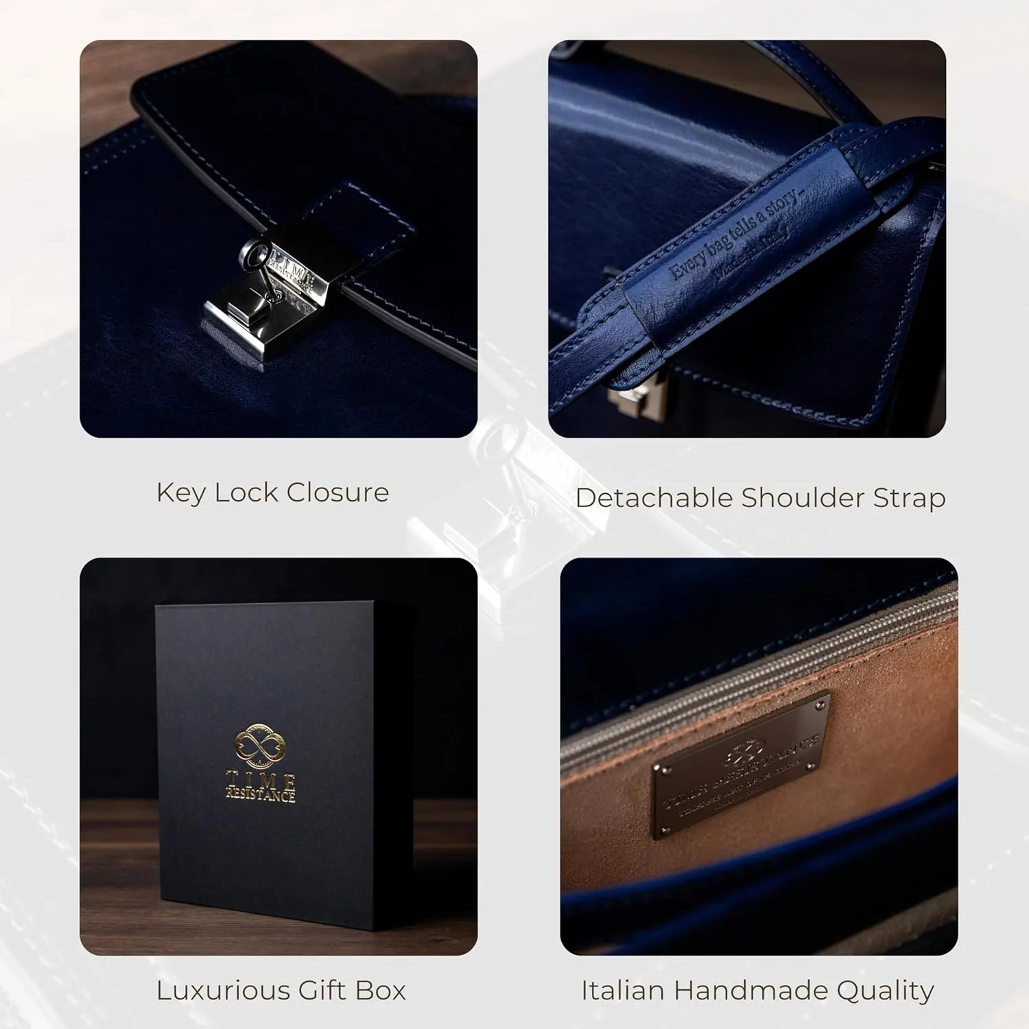 Time Resistance Small Leather Briefcase for Men - Crossbody Bag - Italian Leather Messenger Bag - Gift Box Included