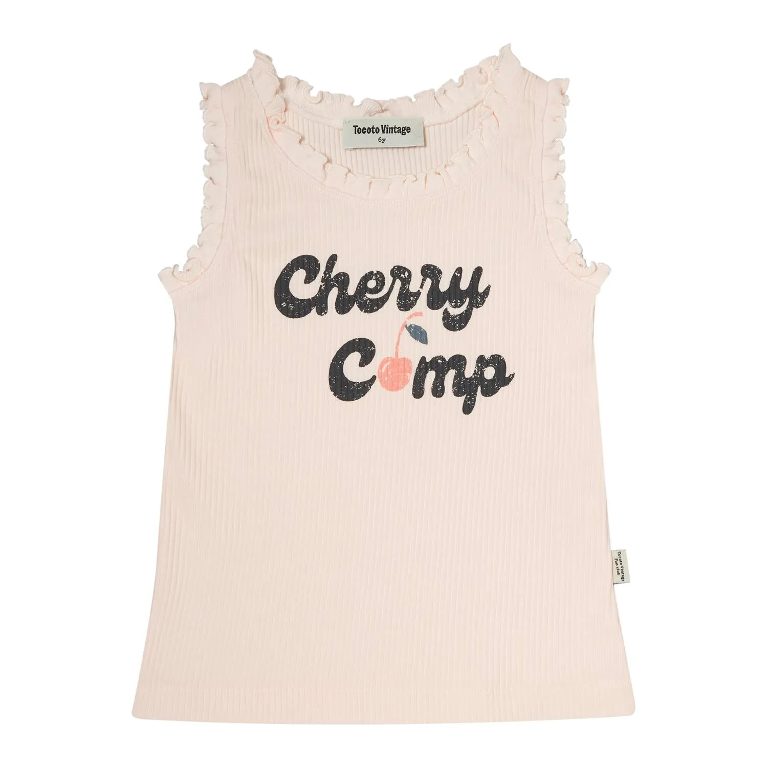 Tocoto Vintage Pink Girls' Sleeveless T-Shirt "Cherry Camp"