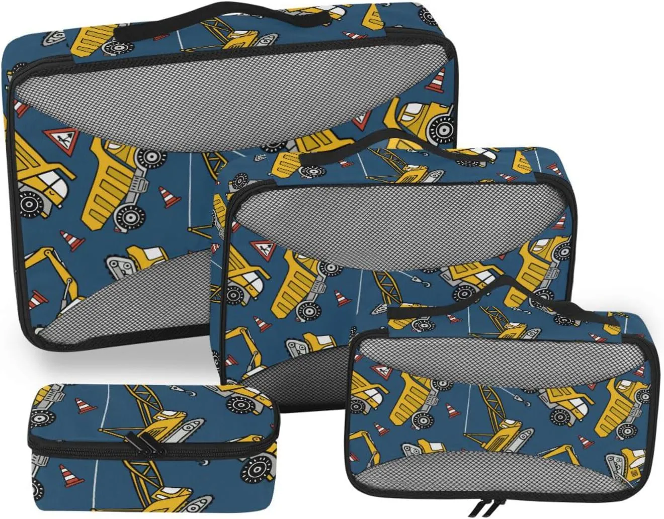 Travel Bags Organizer for Luggage 4 Set Luggage Cubes Luggage Packing Organizers Packimg Cubes Grips Trucks Bulldozers