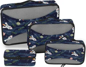 Travel Bags Organizer for Luggage Set of 4 Luggage Organizers for Suitcase Traveling Packing Cubes Packimg Cubes Space Pattern