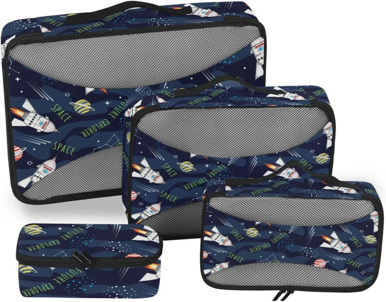 Travel Bags Organizer for Luggage Set of 4 Luggage Organizers for Suitcase Traveling Packing Cubes Packimg Cubes Space Pattern
