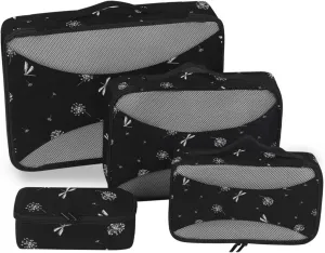 Travel Cubes 4 Set Luggage Cubes for Packing Travel Cubes for Packing Carry on Bag Pqcking Cubes Flower and Dragonfly