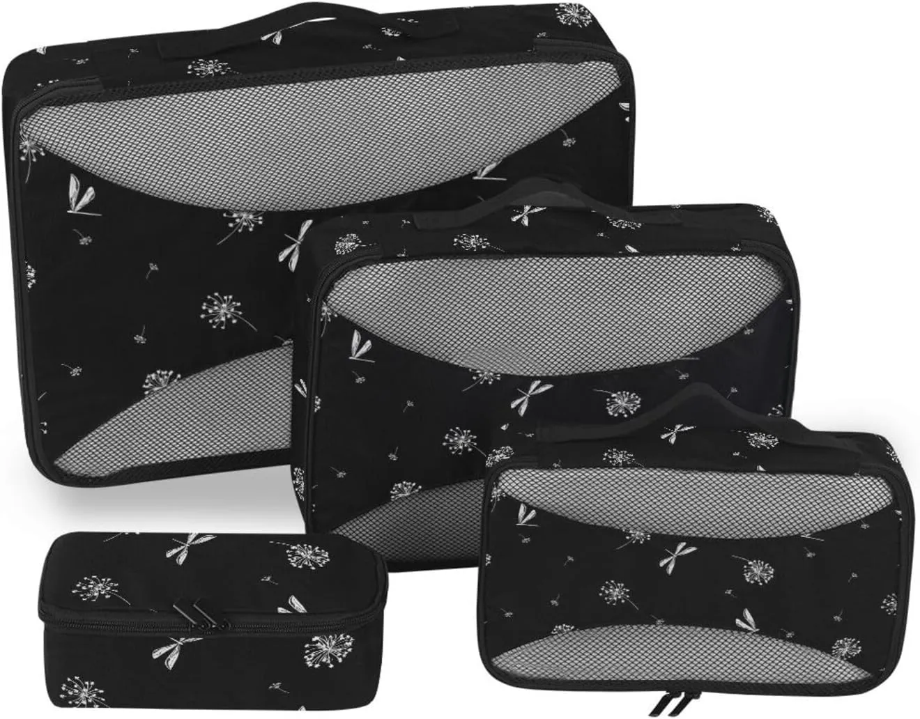 Travel Cubes 4 Set Luggage Cubes for Packing Travel Cubes for Packing Carry on Bag Pqcking Cubes Flower and Dragonfly