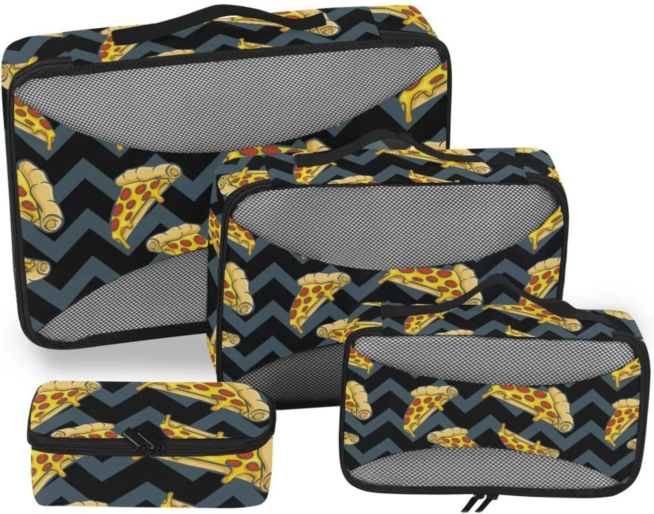 Travel Cubes 4 Set Luggage Organizer Bags Packing Cubes for Luggage Packing Cubs Pizza Pattern