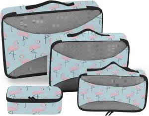 Travel Cubes 4 Set Luggage Organizers for Suitcase Luggage Packing Cubes for Travel Packing Cubs Pink Flamingo