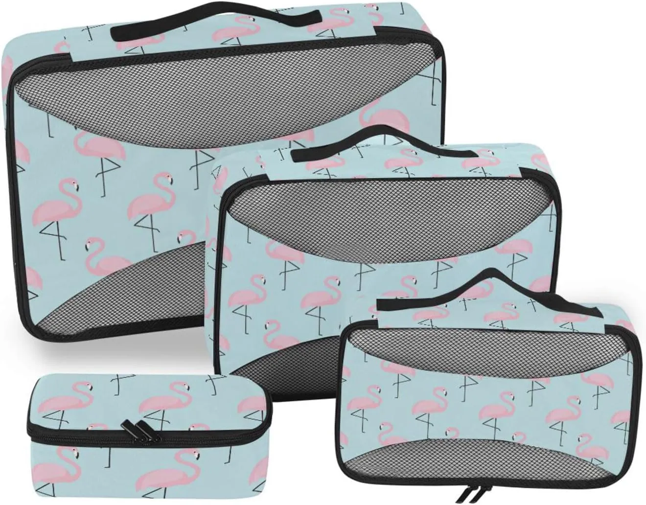 Travel Cubes 4 Set Luggage Organizers for Suitcase Luggage Packing Cubes for Travel Packing Cubs Pink Flamingo