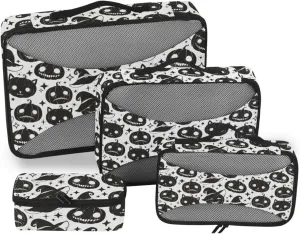 Travel Cubes 4 Set Luggage Organizers for Suitcase Traveling Packing Cubes Packing Cubed Halloween Scary Faces
