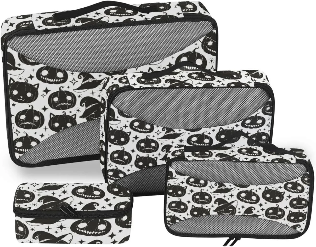 Travel Cubes 4 Set Luggage Organizers for Suitcase Traveling Packing Cubes Packing Cubed Halloween Scary Faces