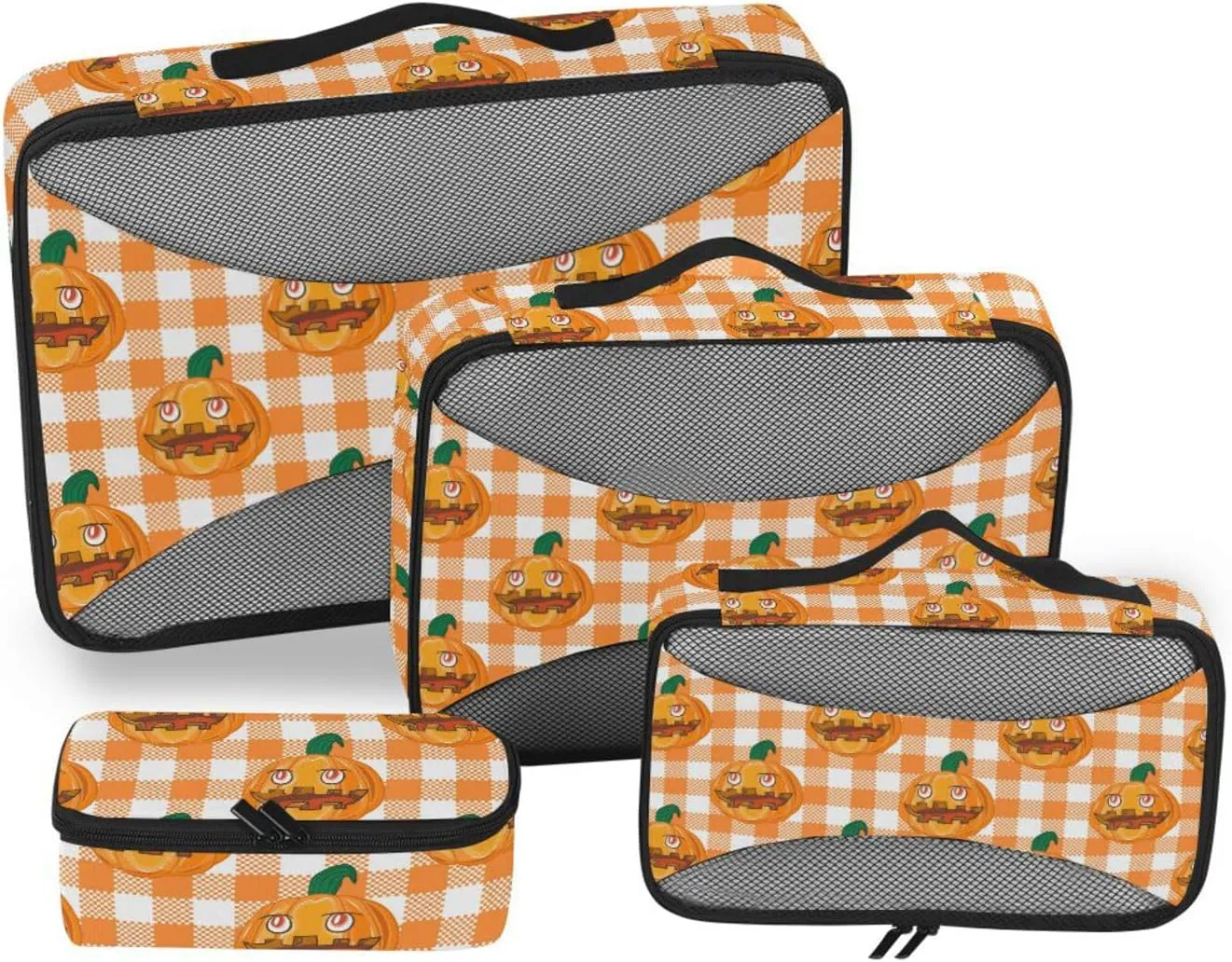 Travel Cubes 4 Set Luggage Packing Cubes Packing Organizers for Luggage Packimg Cubes Halloween Pumpkins Plaid